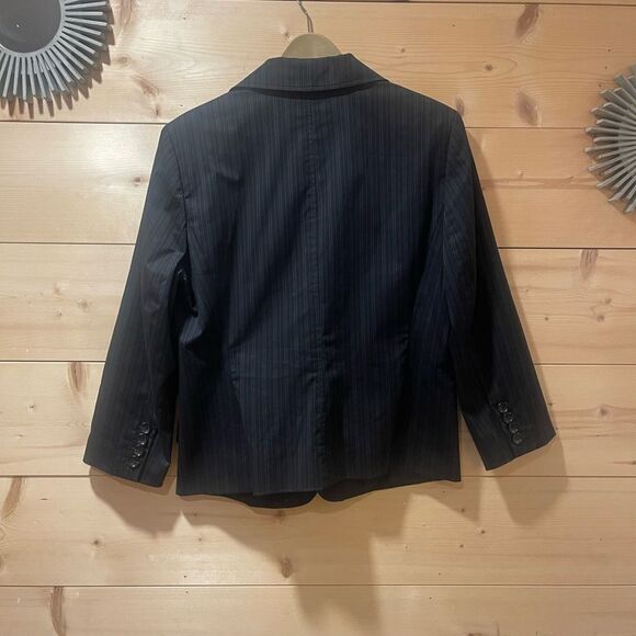Ann Taylor Womens Black and Blue Pin Stripe Blazer - Picture 7 of 7